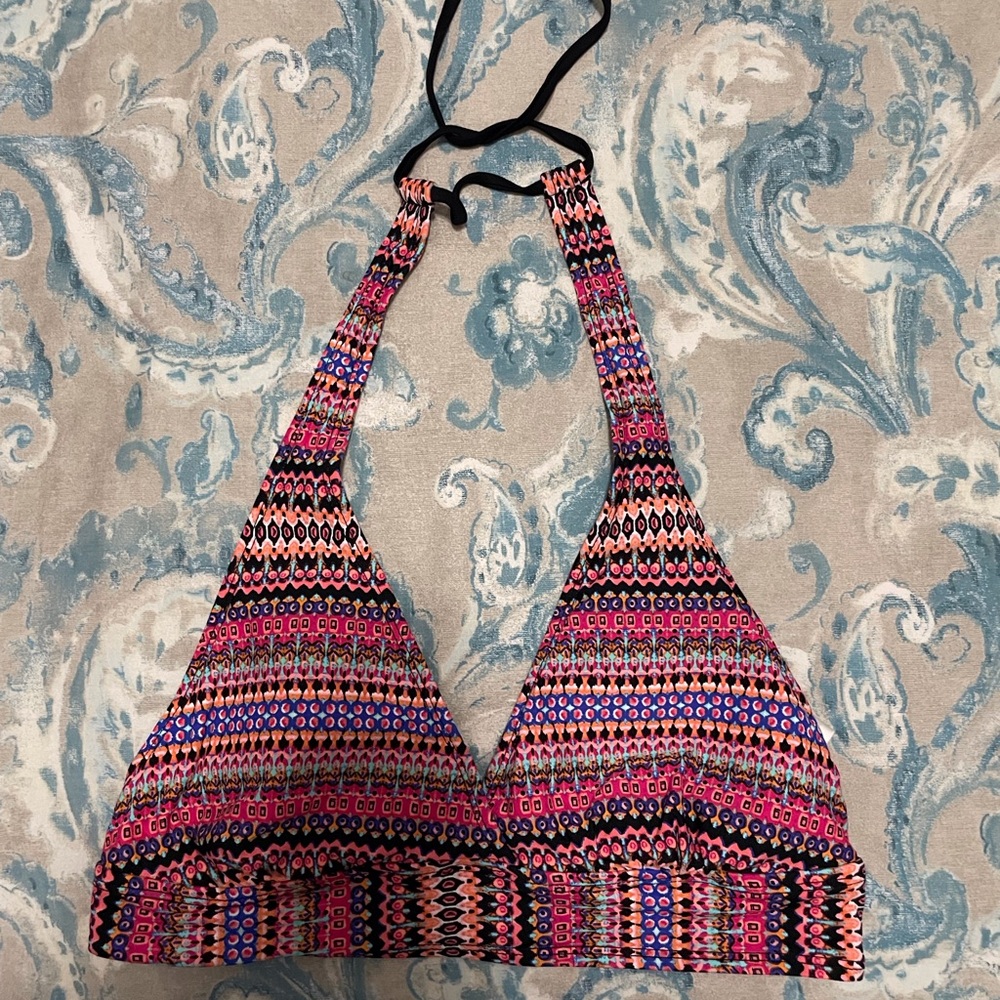 Anne Cole Colorful Patterned Halter Swim Top Size Large